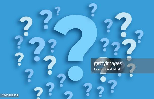 bildbanksillustrationer, clip art samt tecknat material och ikoner med blue background with multiple question marks symbolizing curiosity and enquiry - fråga
