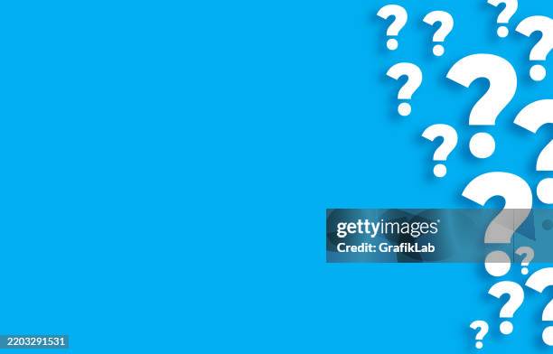 illustrations, cliparts, dessins animés et icônes de fond bleu avec plusieurs points d’interrogation blancs à côté - interrogation