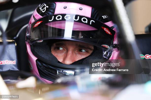 Brooklyn Peltz Beckham, entrepreneur, Jaguar TCS Racing prepares to drive ahead of the Formula E Evo Sessions at Miami International Autodrome on...