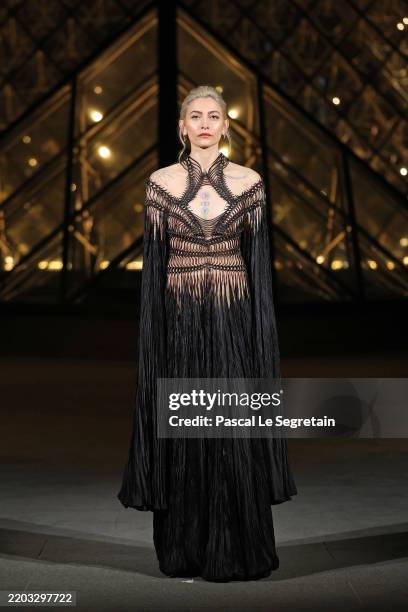 Paris Jackson attends the "Le Grand Diner du Louvre" Passage Richelieu Photocall at Musee du Louvre on March 04, 2025 in Paris, France.