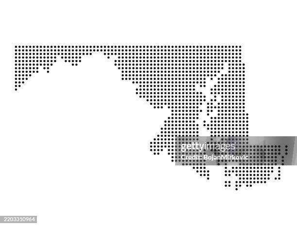 maryland map dots shape. vector - baltimore map stock illustrations