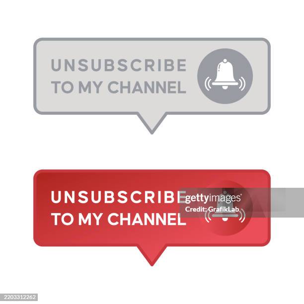notification bubble graphics channel unsubscribe icons two color variants - unsubscribe stock illustrations