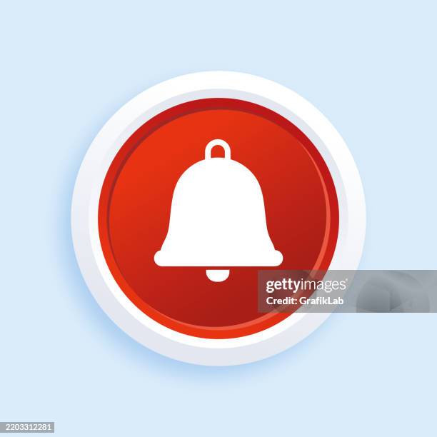 red notification bell icon button background in minimal design - emergency button stock illustrations