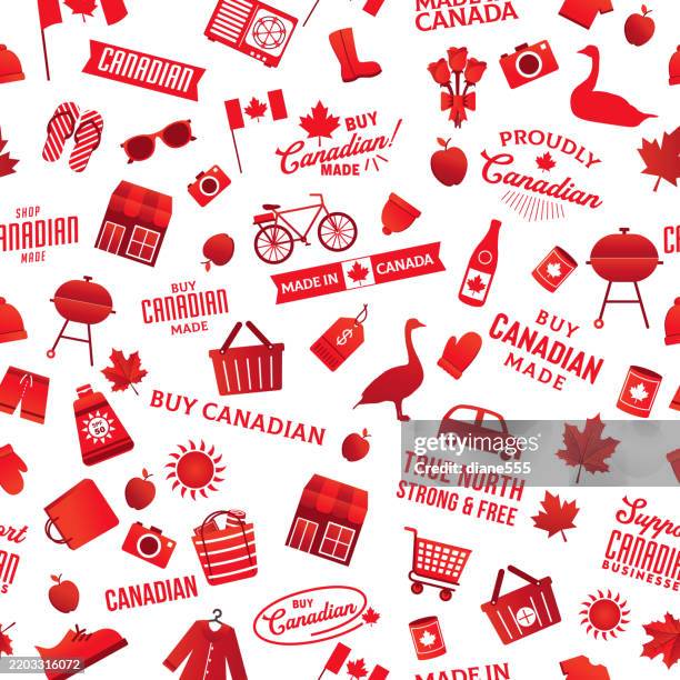 buy canadian products seamless background pattern - made in canada stock illustrations