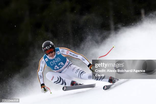 Luis Vogt of Team Germany in action during the Audi FIS Alpine Ski World Cup Men's Downhill on March 8, 2025 in Kvitfjell Norway.