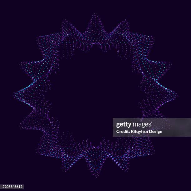 modern futuristic science and technology of soundwave design. abstract circle lines wave colorful purple and blue gradient isolated on dark black background. - record cover stock illustrations