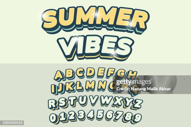stockillustraties, clipart, cartoons en iconen met summer vibes editable text effect. text can be changed in "graphic styles" panel. - lettertype