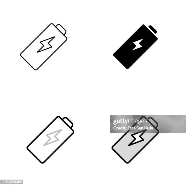 battery universal icon design in four styles with editable stroke. line, solid, flat line, and duotone line. suitable for web page, mobile app, ui, ux, and gui design. - lithium stock illustrations