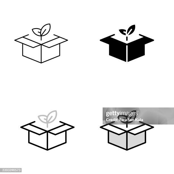 environmental delivery universal icon design in four styles with editable stroke. line, solid, flat line, and duotone line. suitable for web page, mobile app, ui, ux, and gui design. - net zero stock illustrations