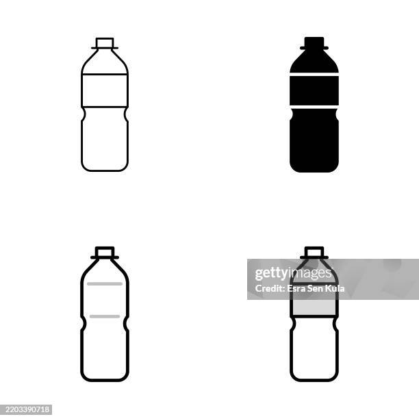 plastic bottle universal icon design in four styles with editable stroke. line, solid, flat line, and duotone line. suitable for web page, mobile app, ui, ux, and gui design. - plastic free stock illustrations
