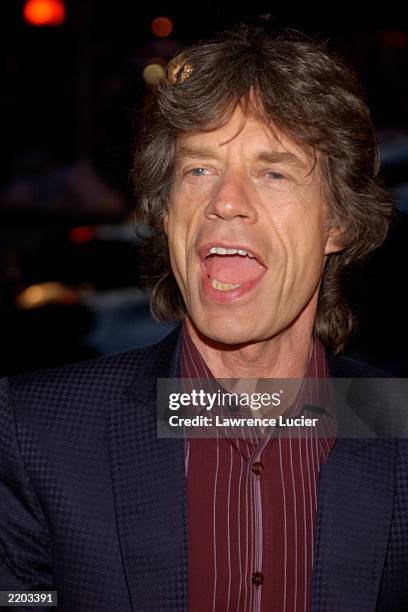 Rock superstar Mick Jagger arrives at the benefit premiere of Enigma April 11, 2002 in New York City. Jagger will celebrate his 60th birthday on July...