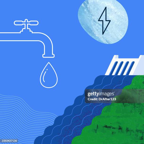 hydro power - hydroelectric power station stock illustrations