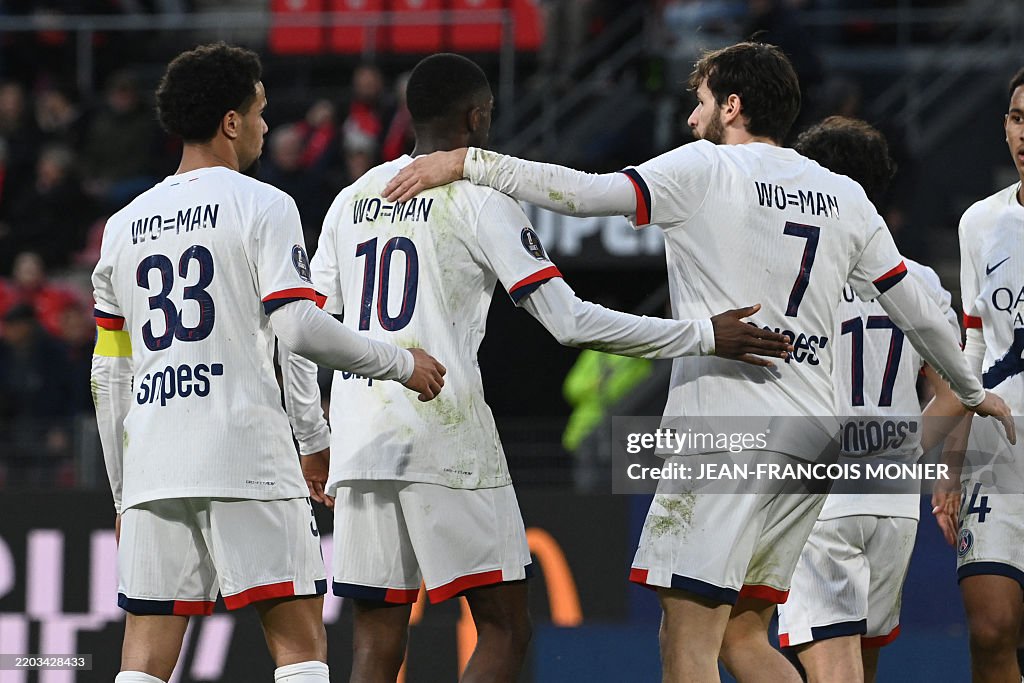 Dembele Rennes Paris Saint-Germain's French forward Ousmane Dembele celebrates after ...