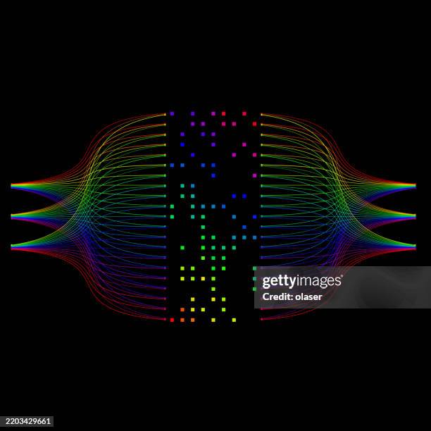 ai computing switch processing fiber connection - connected dots and analytics stock illustrations