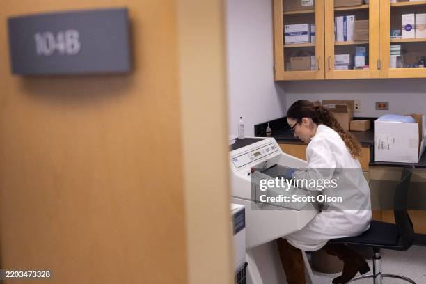 Rita Roberts does research on skin wound healing in a lab in the Department of Kinesiology and Nutrition at the University of Illinois Chicago on...