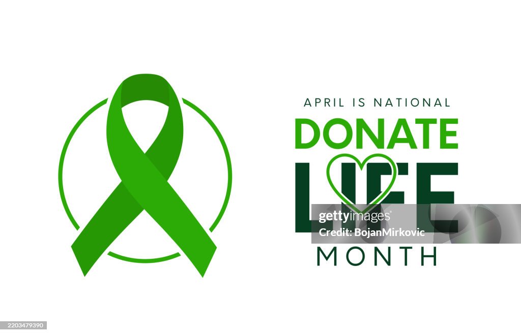 Donate Life Month poster, card, April. Vector