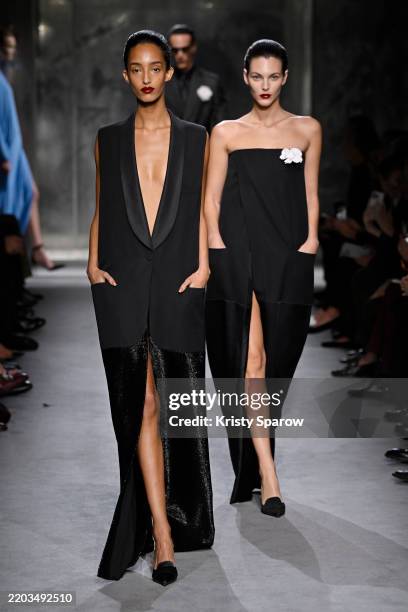 Models walk the runway during the Tom Ford Womenswear Fall/Winter 2025-2026 show as part of Paris Fashion Week on March 05, 2025 in Paris, France.