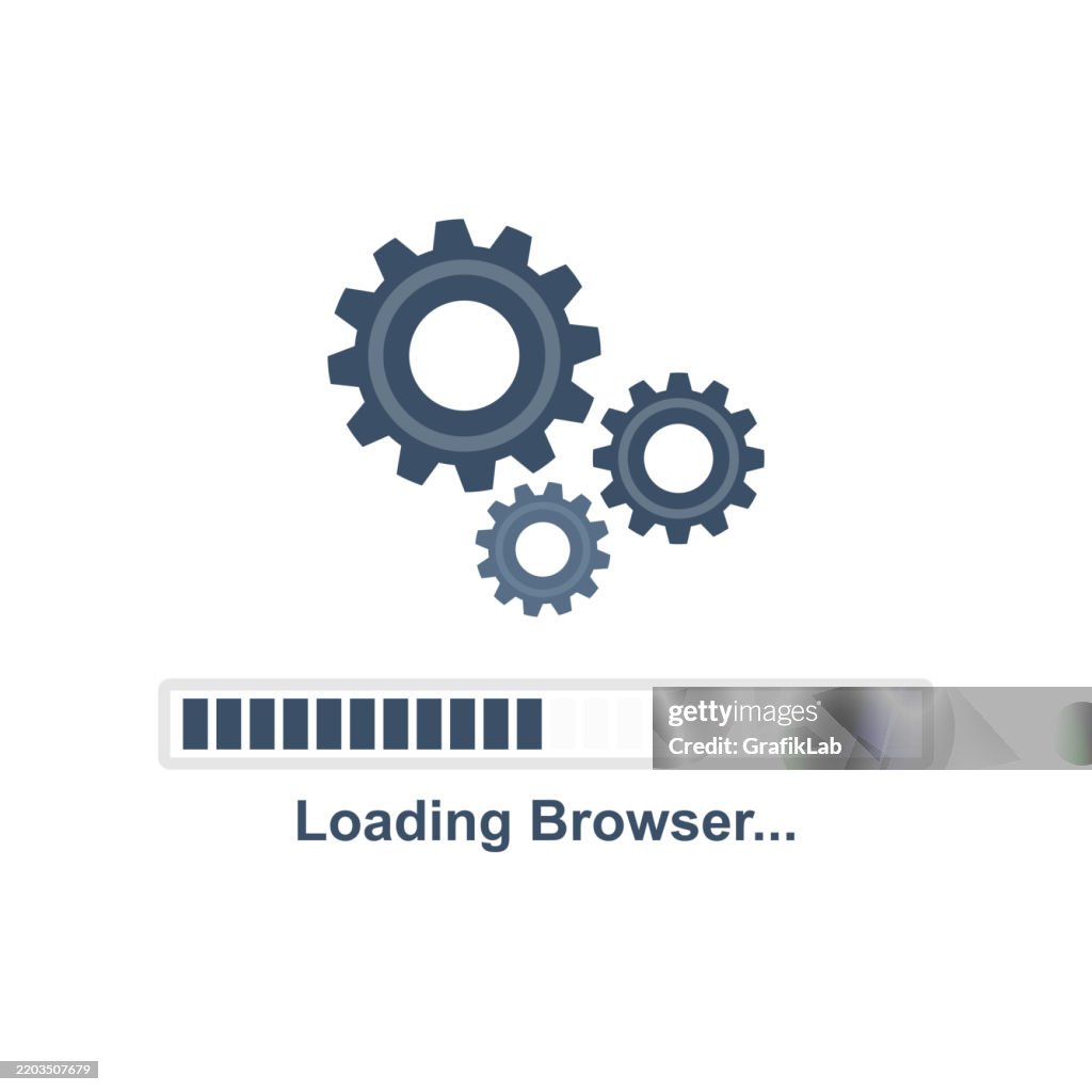 Browser Loading Screen With Progress Bar And Gear Graphics High-Res ...