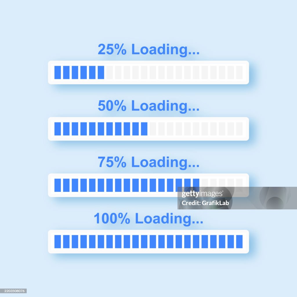 Progress Bar Design Showing Completion Stages From 25 To 100 High-Res ...