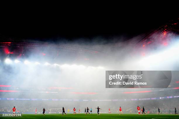 General view of the action during the UEFA Champions League 2024/25 UEFA Champions League 2024/25 Round of 16 first leg match between SL Benfica and...