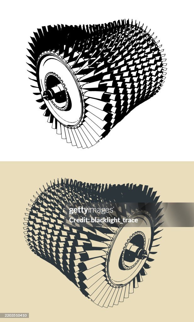 Rotating Jet Vector Jet Engine Turbine Rotor And Blades High-Res Vector Graphic - Getty Images