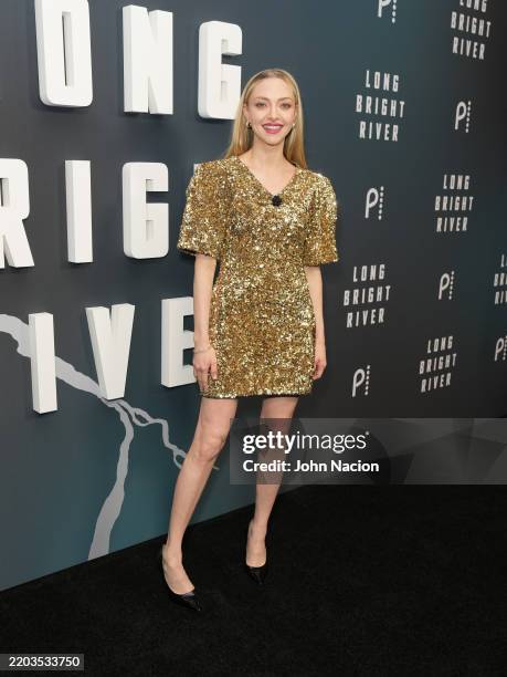 Amanda Seyfried attends the Peacock's "Long Bright River" New York premiere at the Metrograph on March 05, 2025 in New York City.