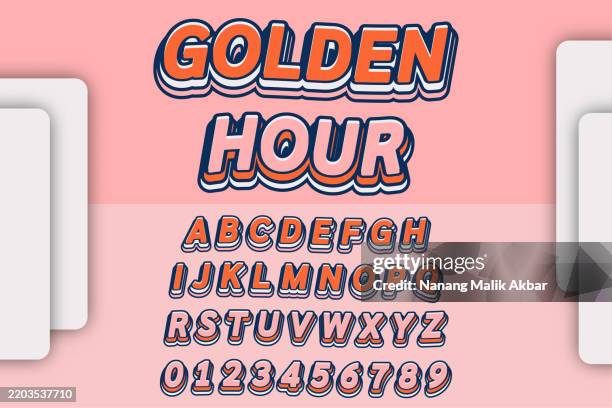 golden hour editable text effect. text can be changed in "graphic styles" panel. - gold alphabet stock illustrations