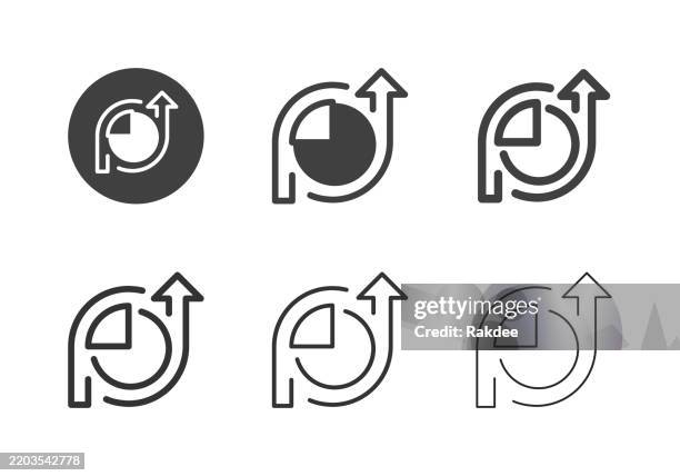 statistic growth icons - multi series - business relationship stock illustrations