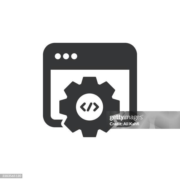 software development glyph solid icon. solid icon that can be applied anywhere, simple, pixel perfect and modern style. - windows operating system stock illustrations