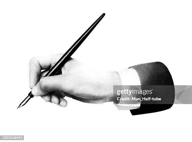 stockillustraties, clipart, cartoons en iconen met hand with a pen - pen schrijfgerei