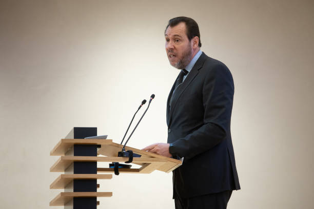 The Minister of Transport and Sustainable Mobility, Oscar Puente, closes the 'III Congreso Nacional de la Mujer en el Transporte', at the Colegio de...