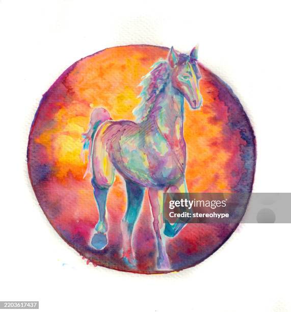 red planet stallion - moon eclipse stock illustrations
