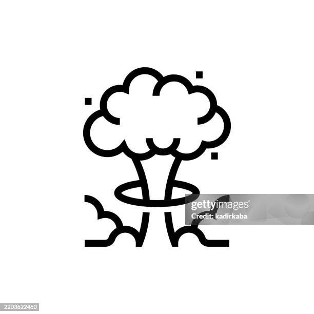 nuclear bomb line icon. - nuclear explosion icon stock illustrations