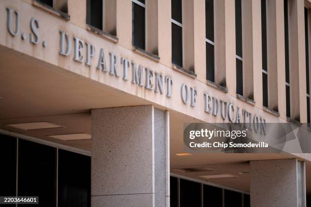 The U.S. Department of Education headquarters is seen on March 06, 2025 in Washington, DC. U.S. President Donald Trump promised during his campaign...