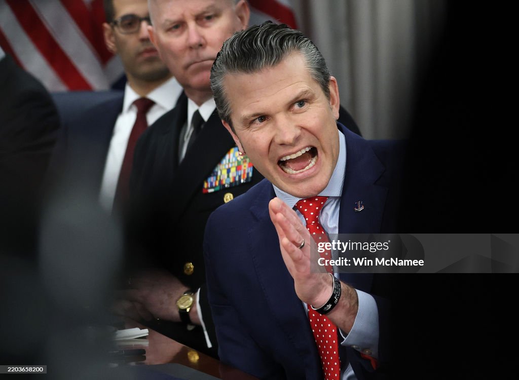 Secretary Of Defense Hegseth Hosts Honor Cordon For UK Defense Secretary John Healey