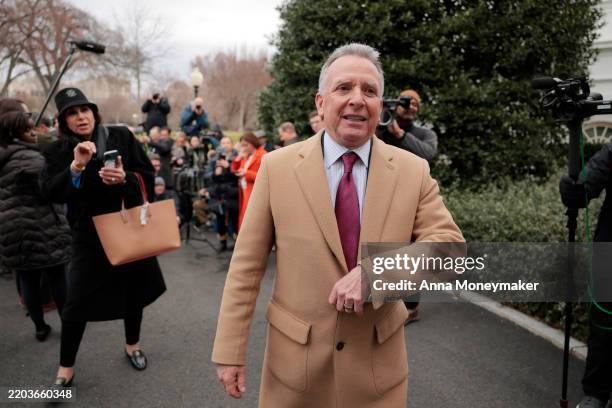 Steve Witkoff, special envoy to the Middle East, returns to the Oval Office after speaking to the press outside of the White House on March 06, 2025...