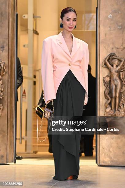 Heart Evangelista attends the Schiaparelli Womenswear Fall/Winter 2025-2026 show as part of Paris Fashion Week at Musee d'Art Moderne on March 06,...