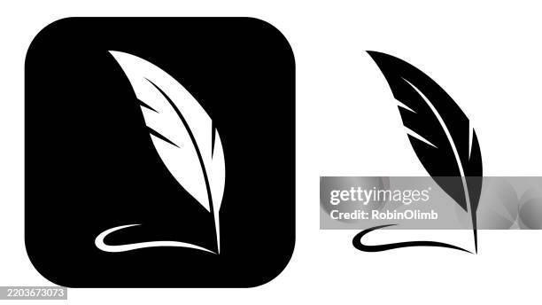 schwarz-weiß-quatil-stift-symbole - feder stock-grafiken, -clipart, -cartoons und -symbole