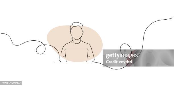 continuous line drawing of freelancer icon. hand drawn symbol vector illustration. - millennials working stock illustrations