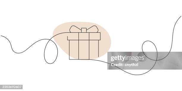 illustrations, cliparts, dessins animés et icônes de dessin au trait continu de l’icône du cadeau. illustration vectorielle de symbole dessiné à la main. - cadeau