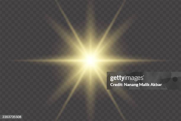 yellow sunlight or flare light effect with transparent background - flashlight beam stock illustrations