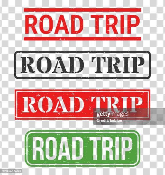 road trip - rubber stamp set on blank background - road typescript stock illustrations