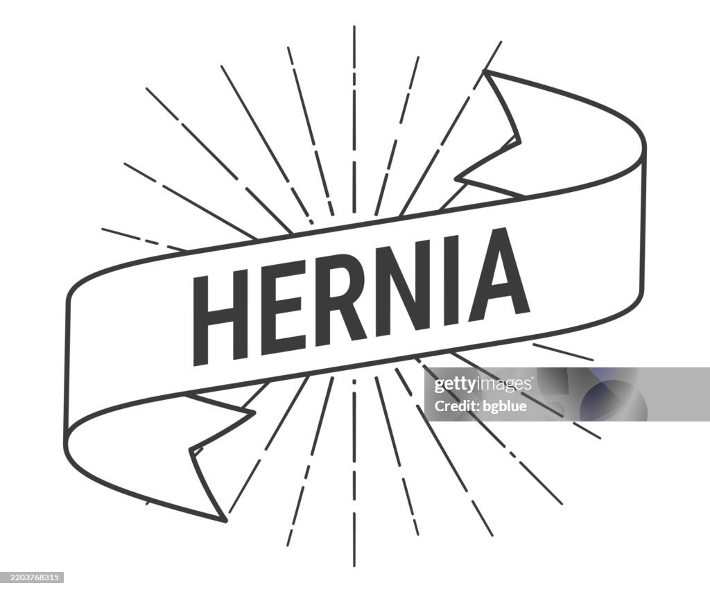 Hernia - Banner with sunbursts on white background