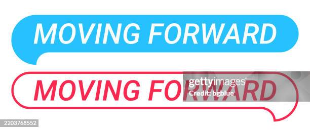 Moving Forward Blue And Red Speech Bubble On White Background High-Res ...