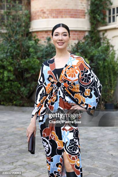 Mika Ahn attends the Leonard Paris Womenswear Fall/Winter 2025-2026 show as part of Paris Fashion Week at Salon Leonard on March 07, 2025 in Paris,...