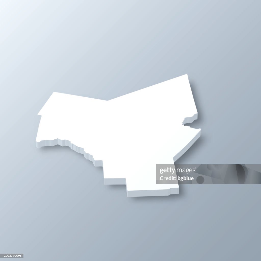 Oneida County, New York. 3D Map on gray background