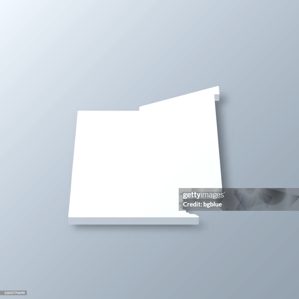 Dona Ana County, New Mexico. 3D Map on gray background