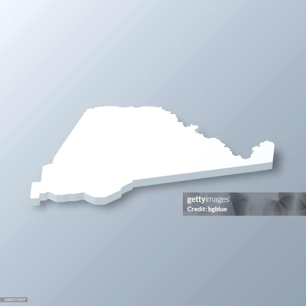 Ascension Parish, Louisiana. 3D Map on gray background