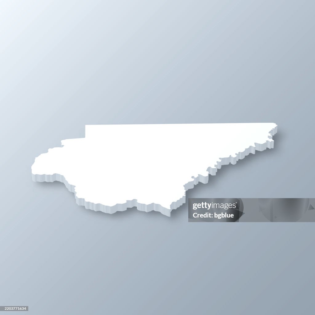 Condado de Rabun, Geórgia. Mapa 3D em fundo cinza