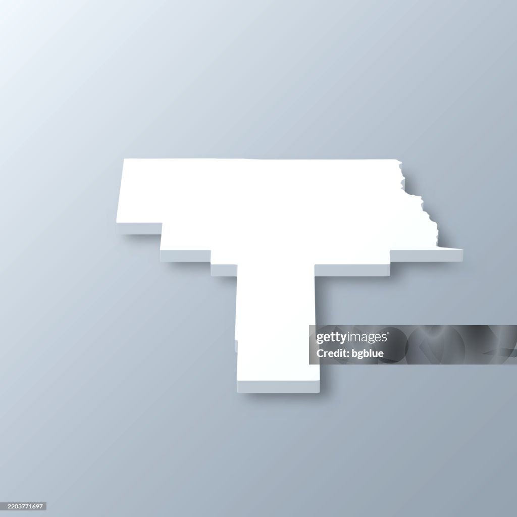 Grant County, New Mexico. 3D Map on gray background